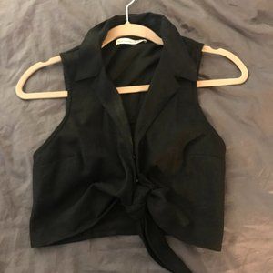 Abercrombie & Fitch Tie-Front Linen-Blend Top